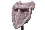 Amethyst Geode Section with Calcite on Metal Stand - Uruguay #209237-3